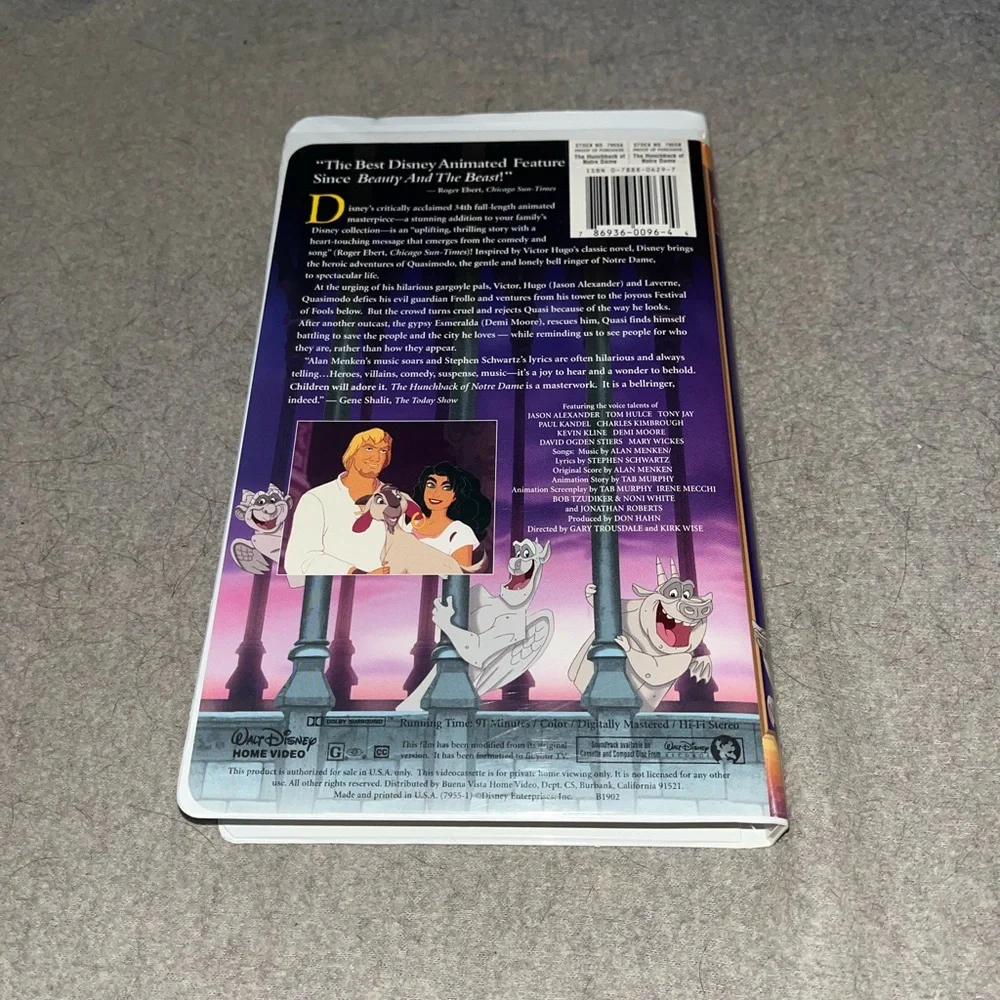 Disney’s Masterpiece Collection The Hunchback of Notre Dame 7955 VHS Mov…